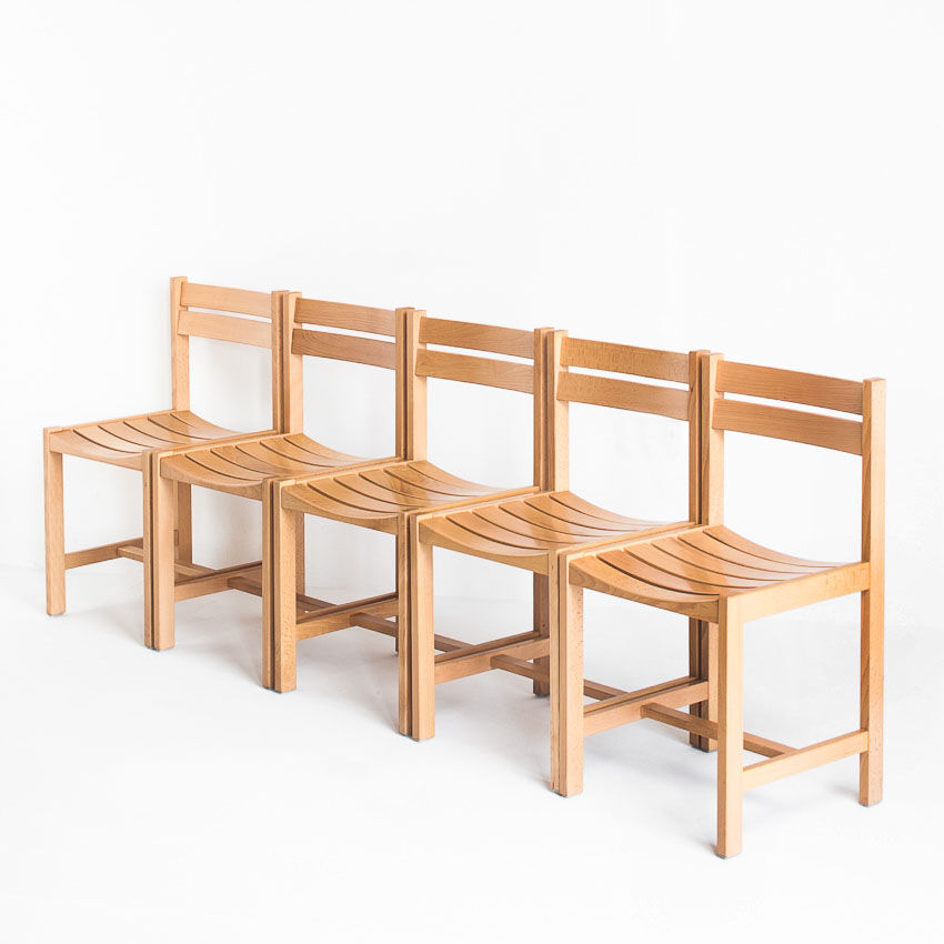 Chaise en hêtre massif conçues par André Sornay - France, années 1960