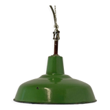 Vintage industrial suspension 50's in green enamelled sheet metal