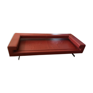 Canapé cuir rouge ocre contemporain