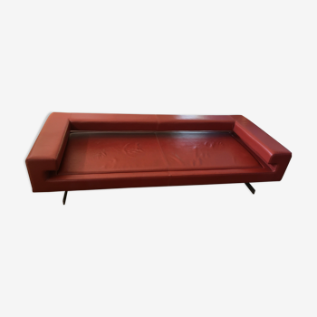 Sofa red ochre leather contemporary design elegant line