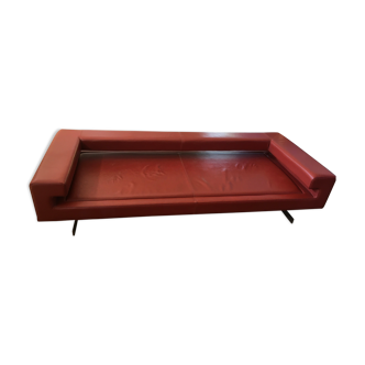 Sofa red ochre leather contemporary design elegant line