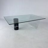 Table basse postmoderne italienne en marbre et verre, années 1990