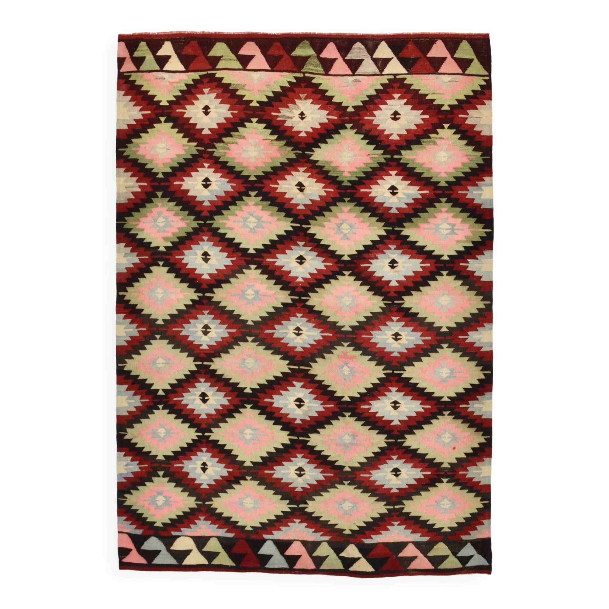 7x9 Modern Geometric Kilim Rug, 202x291Cm