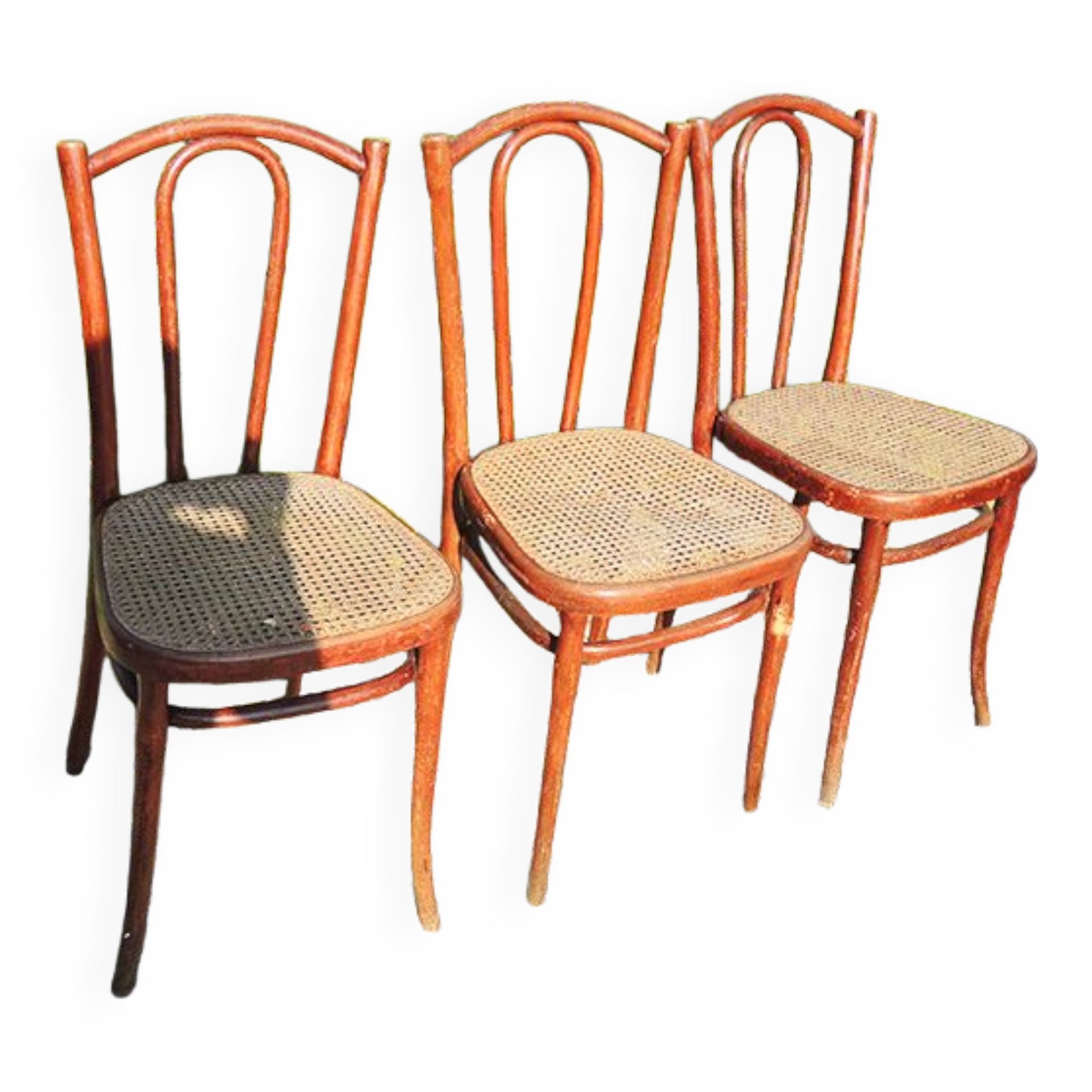 3 old bistro chairs cans thonet
