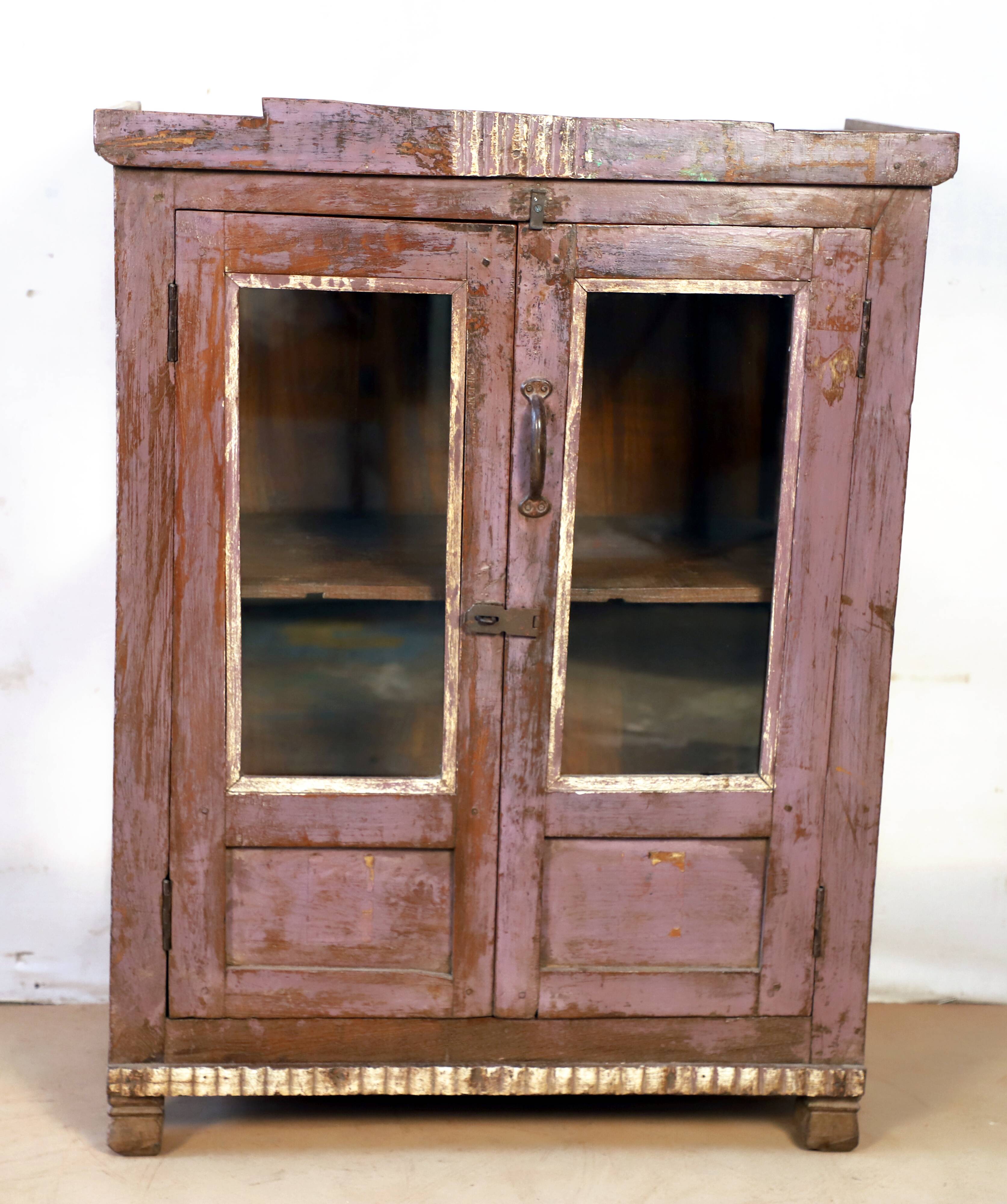 Antique Burmese teak sideboard with original mauve patina