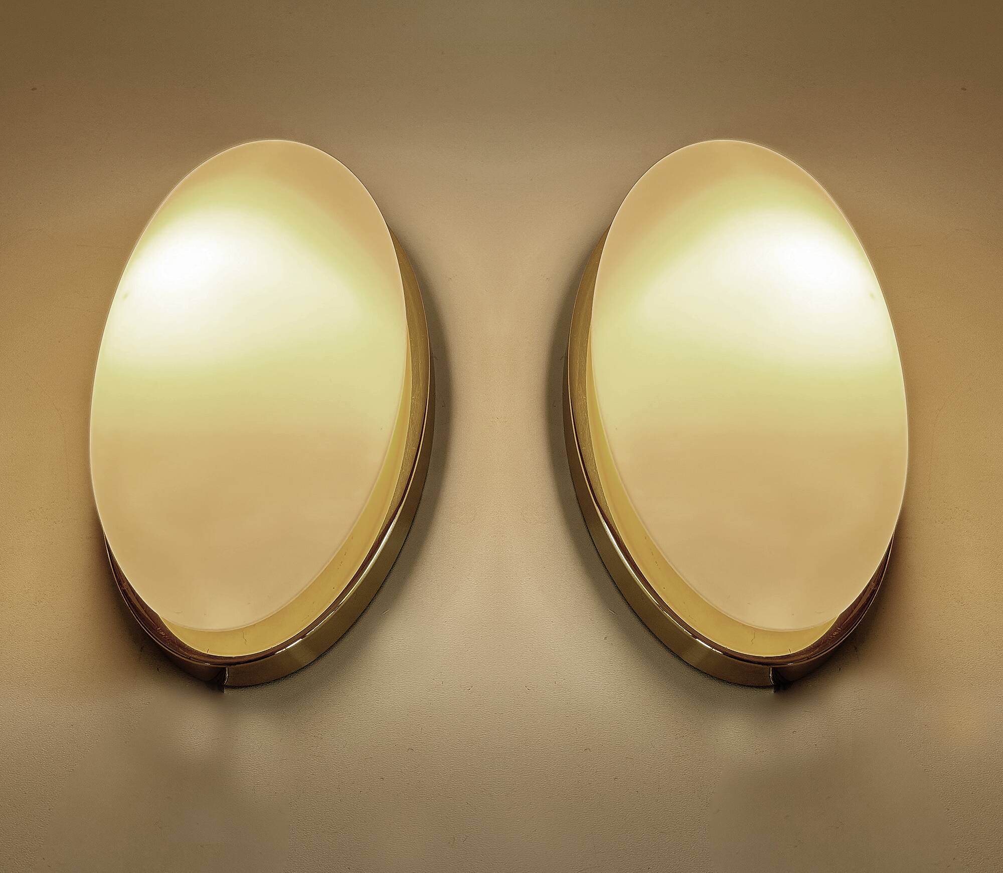 Pair of Vintage Limbourg Wall Lights, Brass Glass