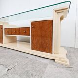 Vintage lacquer and burl wood credenza, 1980s