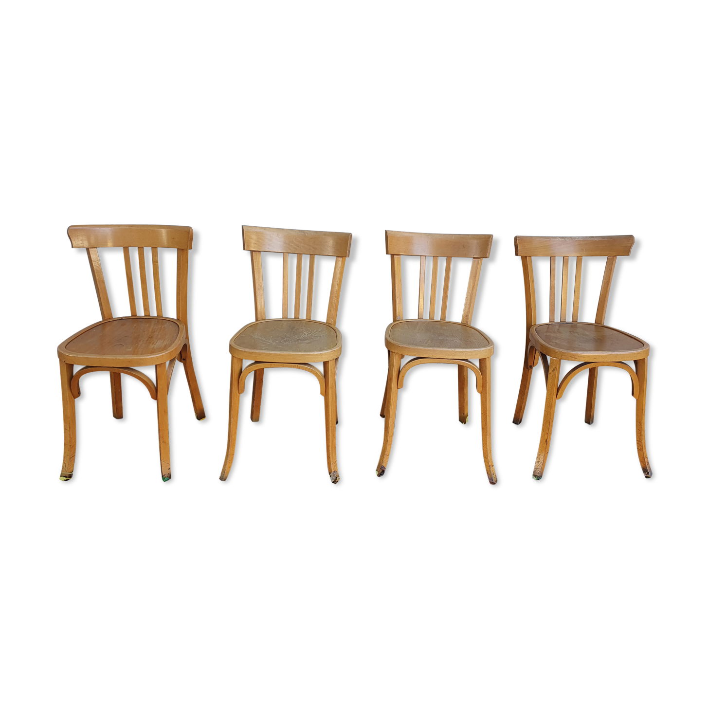 4 bistro chairs stamped Baumann