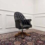Classic English Chesterfield Desk Chair Black