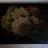 Oil on wood 19th century cut flowers