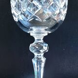 Set of three cut Bohemian Crystal Stemmed Glasses.