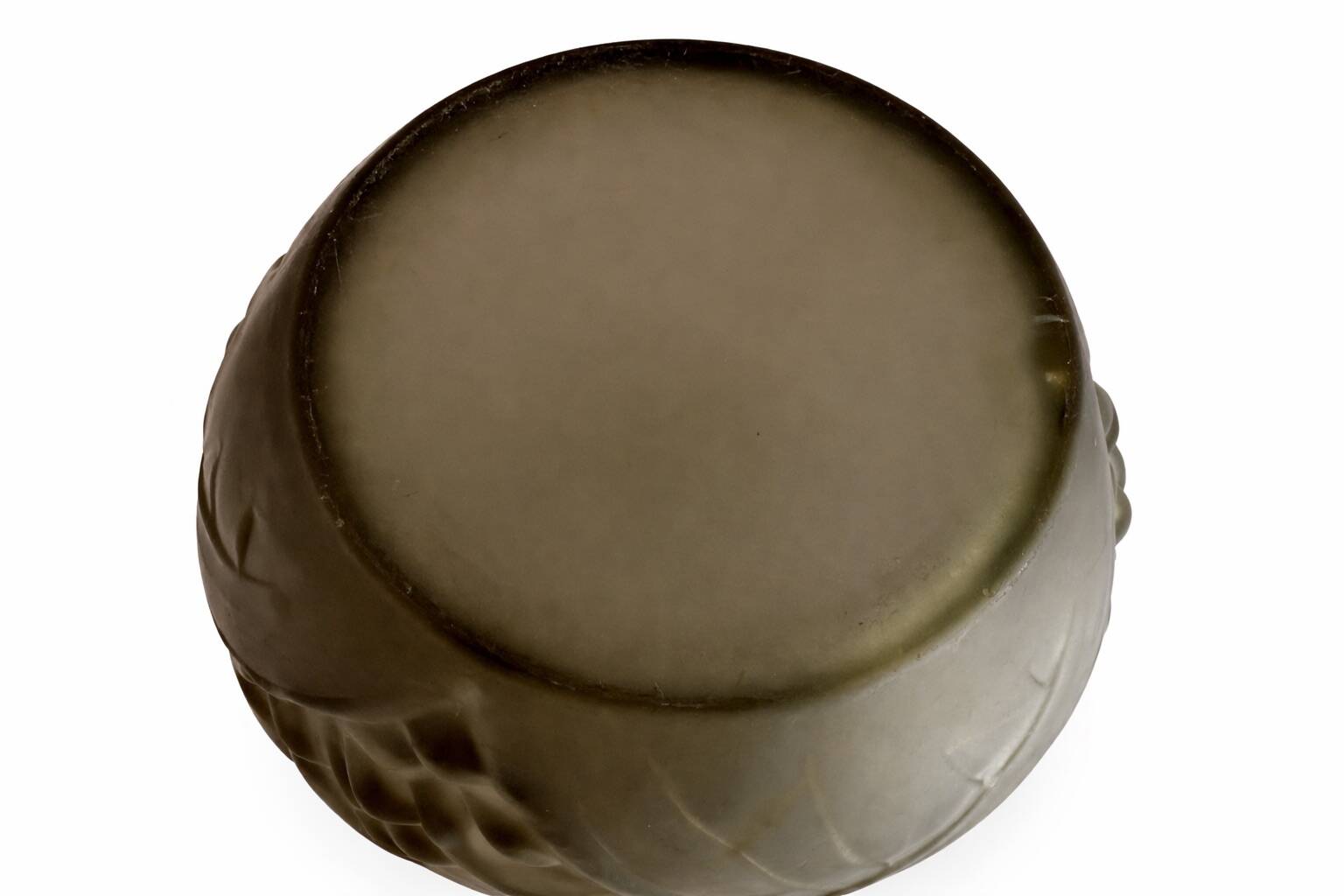 Large Art Deco vase Etaleune pressed glass – France 1930–50