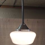 Metal Bauhaus suspension with opaline globe - mid 20th century.