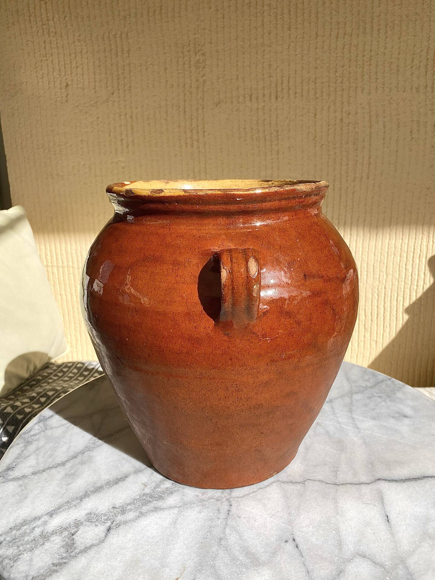 Ancien pot en terre cuite vernissée XIXeme