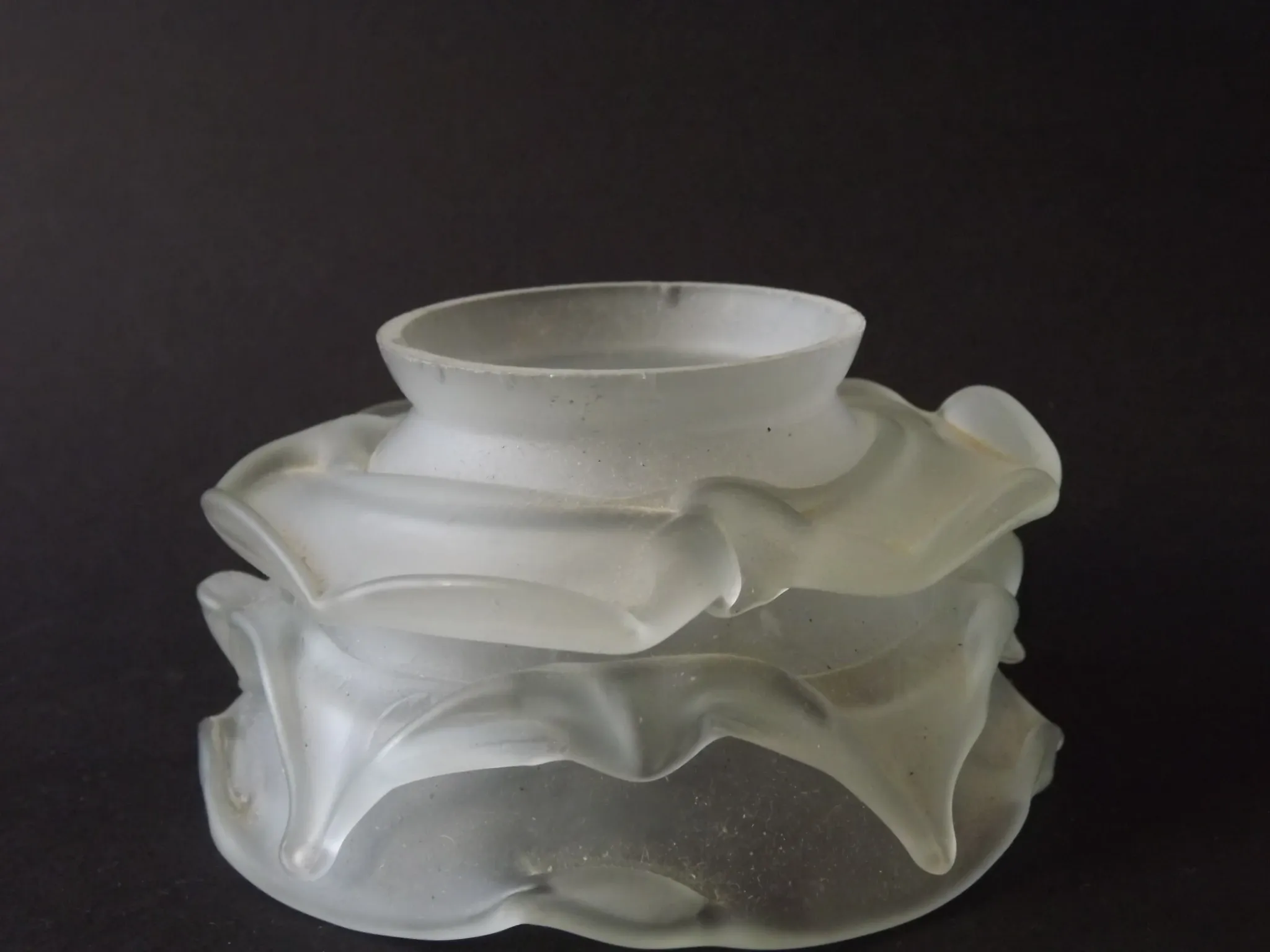 Vintage French Art Deco Frosted Satin Glass Rose Petal Flower Lamp Shade