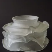 Vintage French Art Deco Frosted Satin Glass Rose Petal Flower Lamp Shade