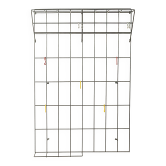 Classic wall coat rack by Karl Fichtel from the 1960s with colourful coat hooks