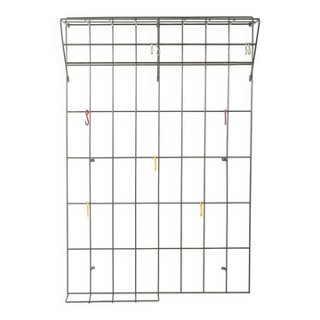 Classic wall coat rack by Karl Fichtel from the 1960s with colourful coat hooks