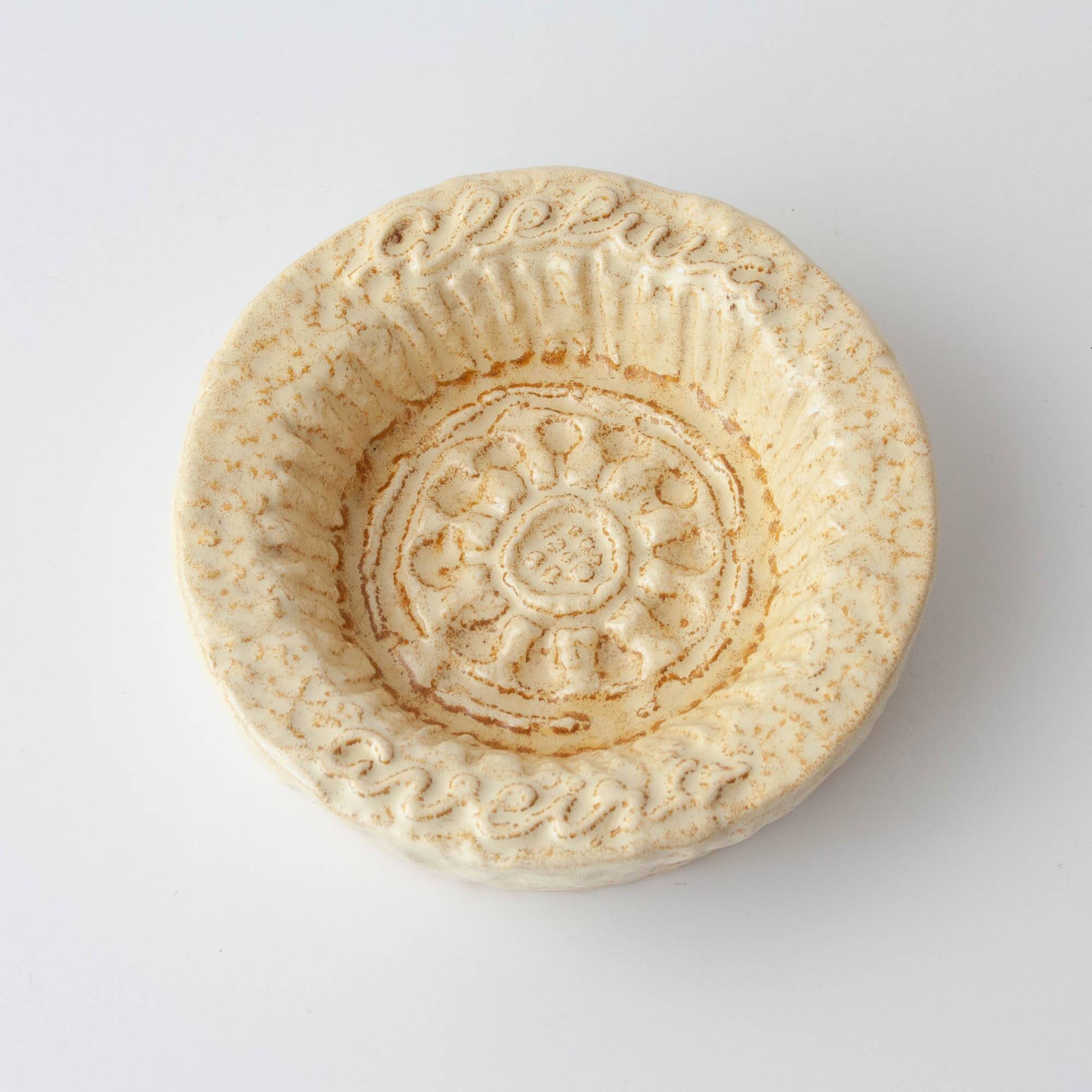 1970s Beige Textured Ceramic Ashtray from Aleluia