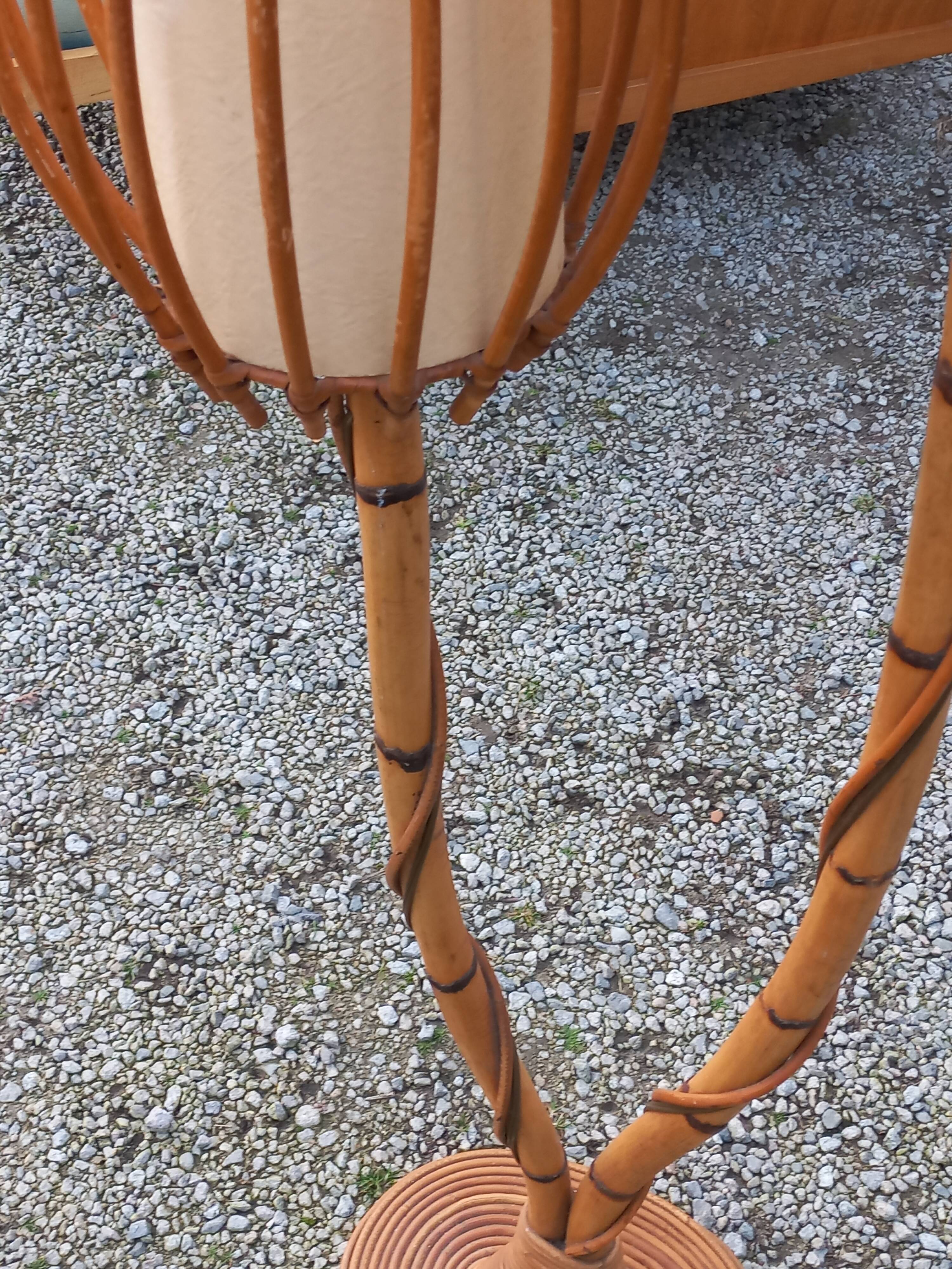 Bamboo and rattan floor lamp 2 lights from the 70s