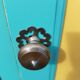 Vestiaire armoire parisienne 1950 1 place bois peint yellow Farrow blue Little Greene