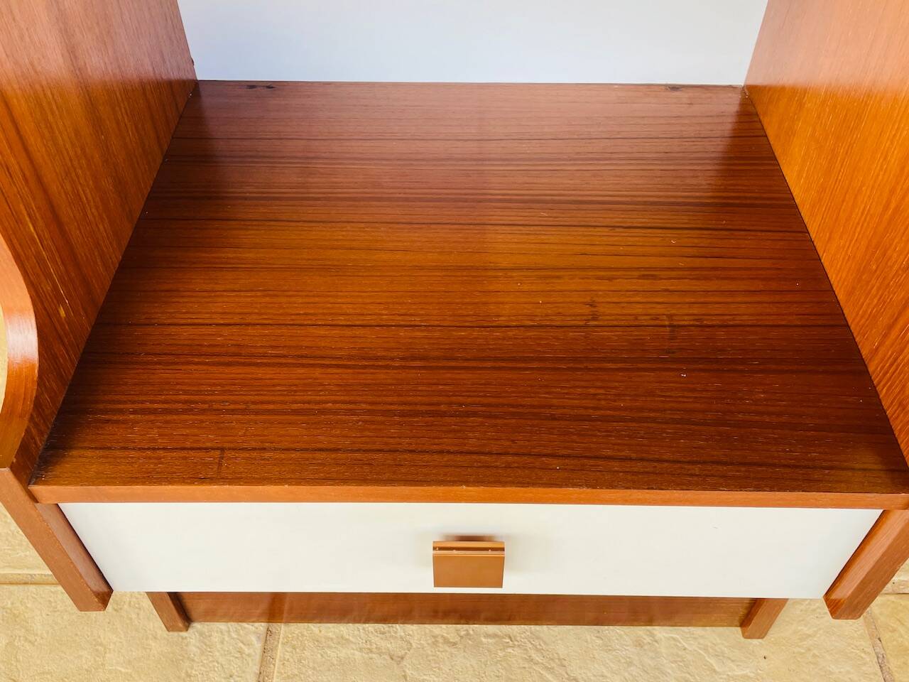 Vintage teak storage unit with shelves and drawer circa 1970s