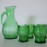 Pitcher and 4 vintage glasses