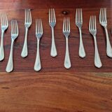 Christofle - Set of 11 fish forks, Spatours model, in silver-plated metal