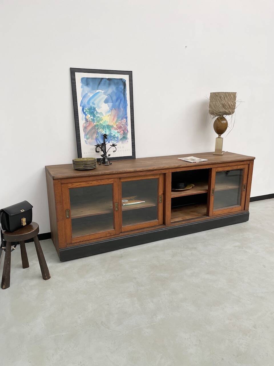 Enfilade de métier XXL chêne portes vitrées