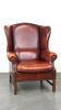 Large comfortable sheepleather wingchair in good condition and beautiful colours