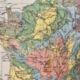 Old map of the geological France of 1945