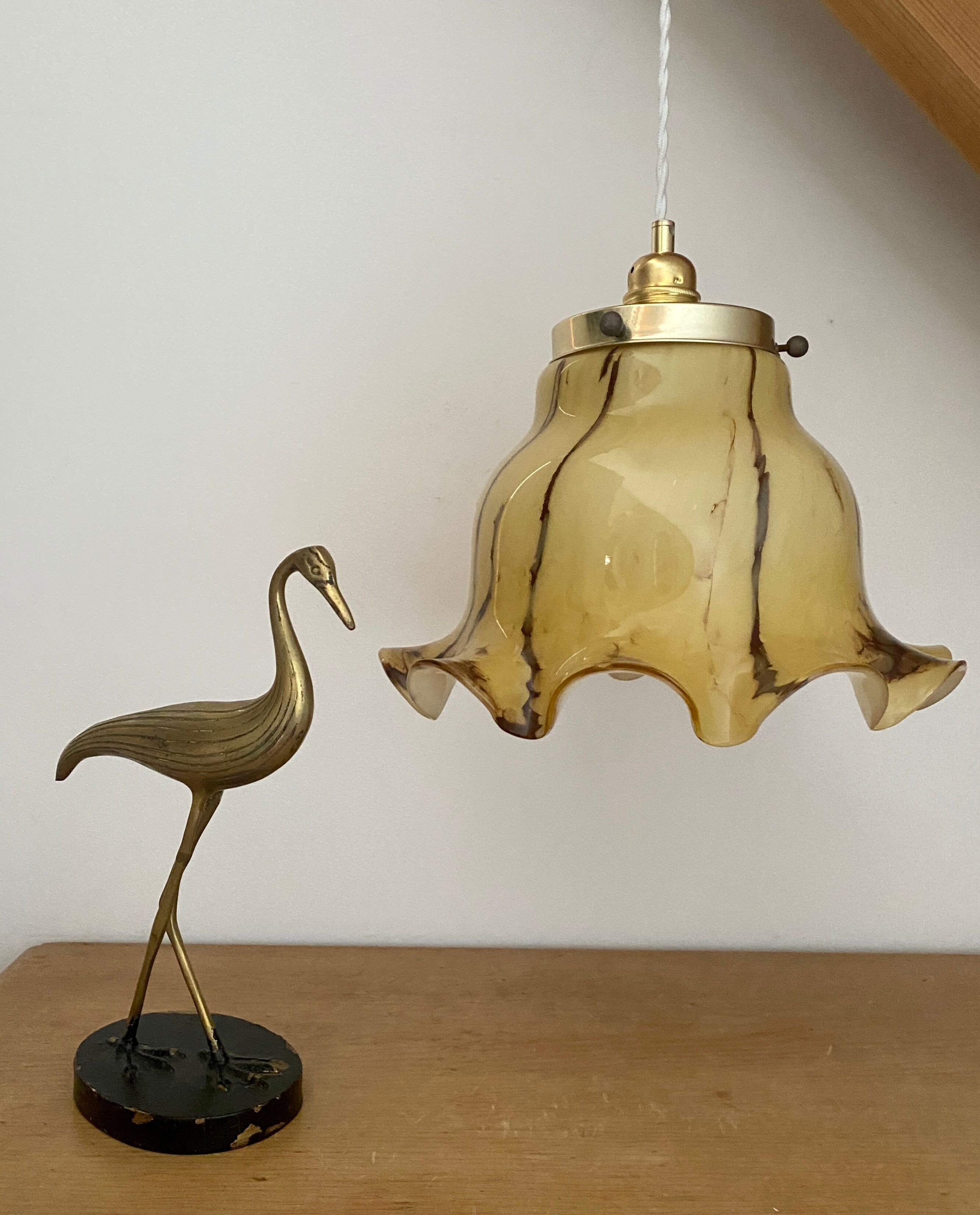 Suspension lamp xxl vintage glass clichy marbled effect