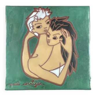 Contemporary ceramic tile signed Paul Corriger (1923-2009)