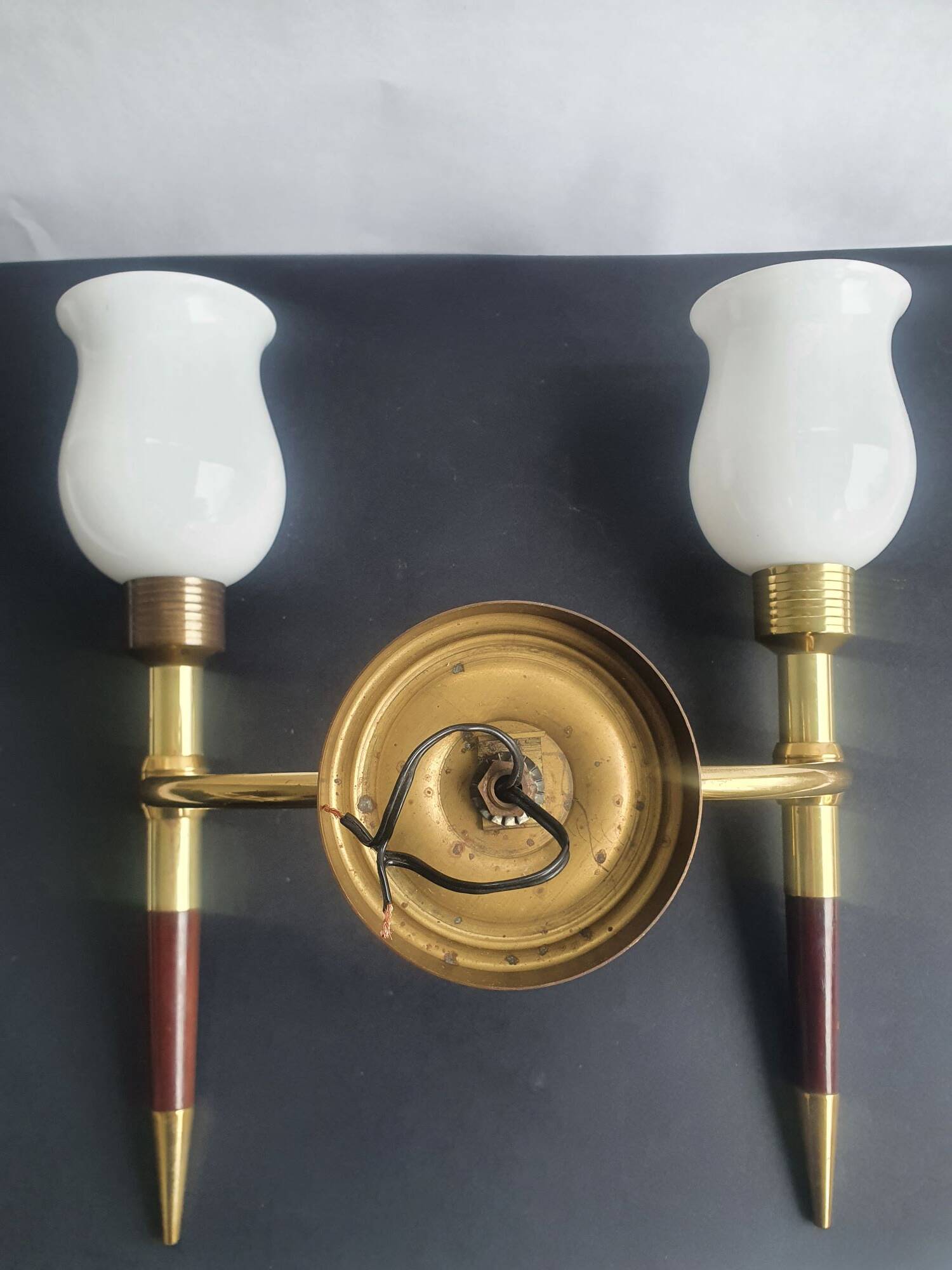 Pair of large torch-style wall sconces from the 1950s