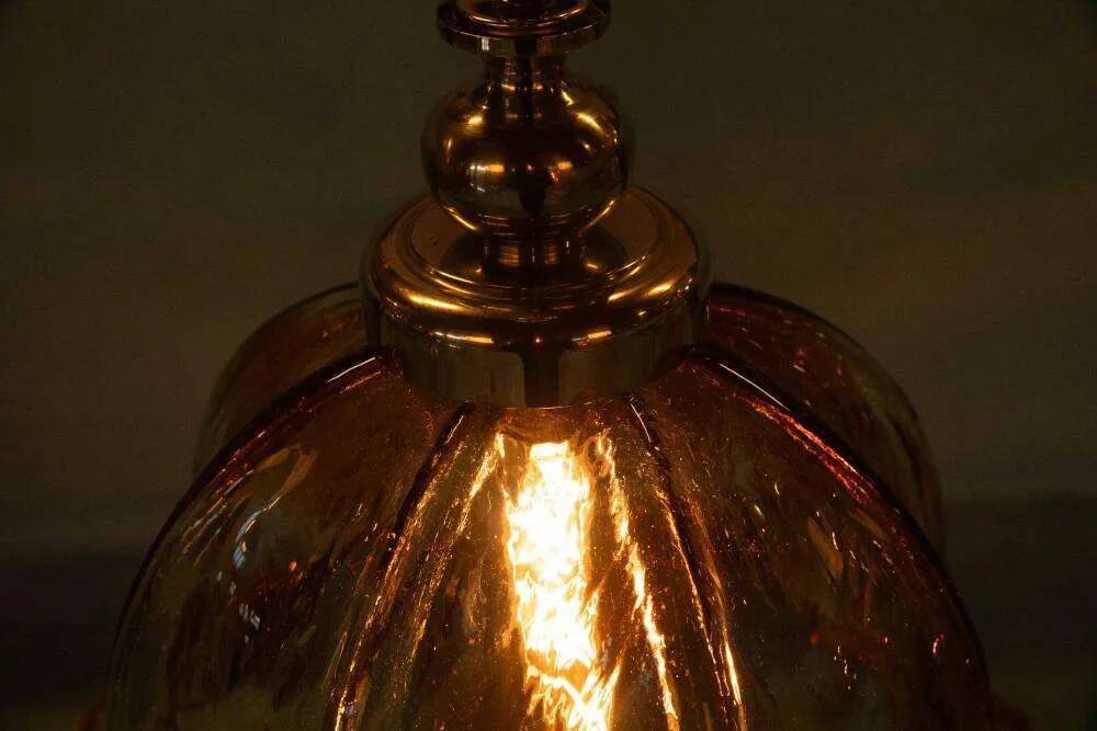 Suspension Murano ambre vintage Honsel, lampe en verre italienne