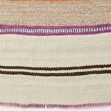2x11 Brown & Cream Vintage Kilim Runner Rug, 75x337Cm