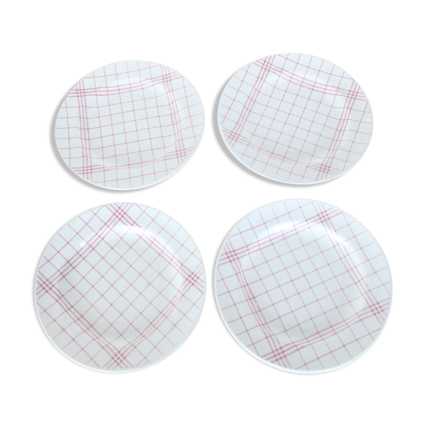 Set of 4 plates dessert Gien towel pattern, ceramics