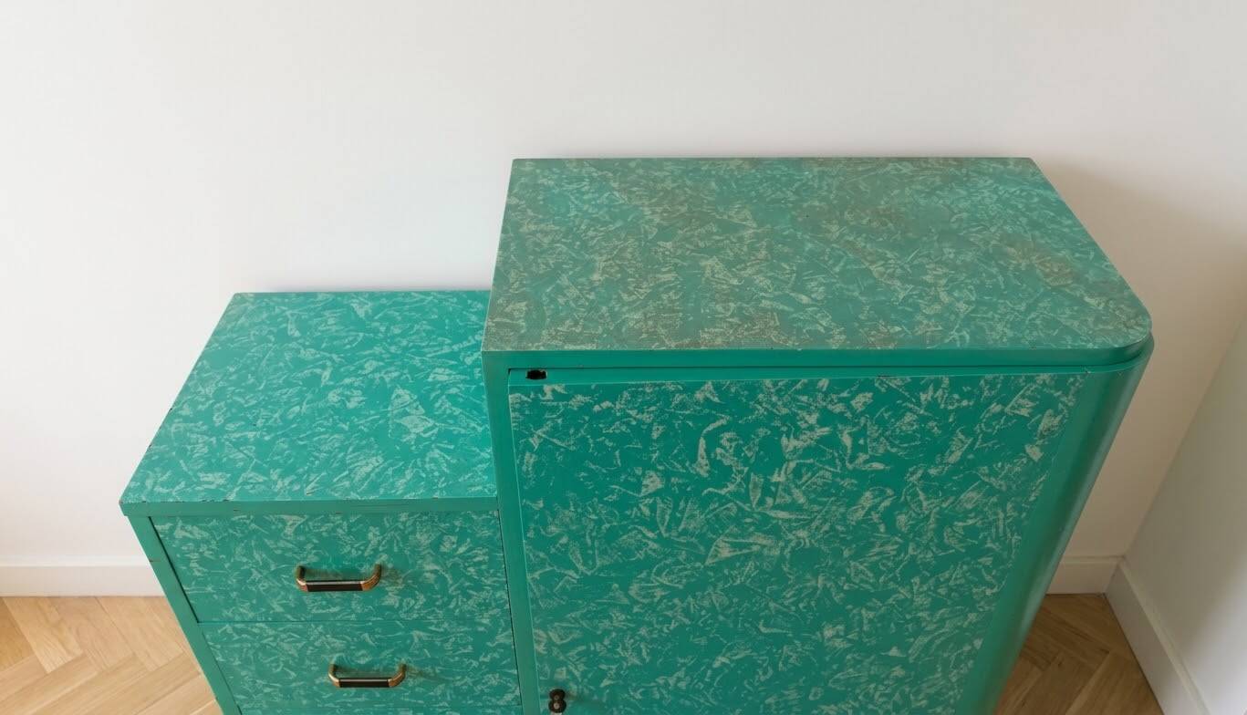 Armoire vintage années 50 en bois vert