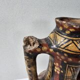 Kabyle Algerian pottery oil jar with polychrome geometric decorations