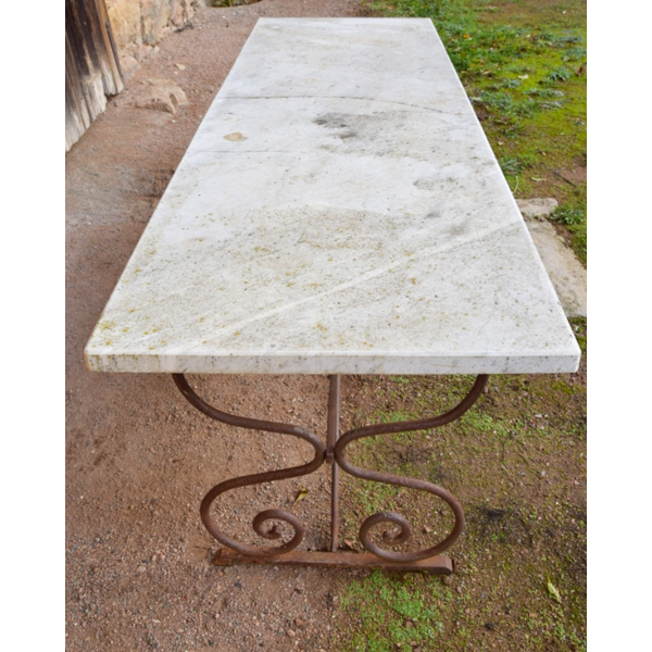 Large Antique Wrought Iron Garden Dining Table With Marble Top Selency Large Antique Wrought Iron Garden, Wrought Iron Garden Dining Table