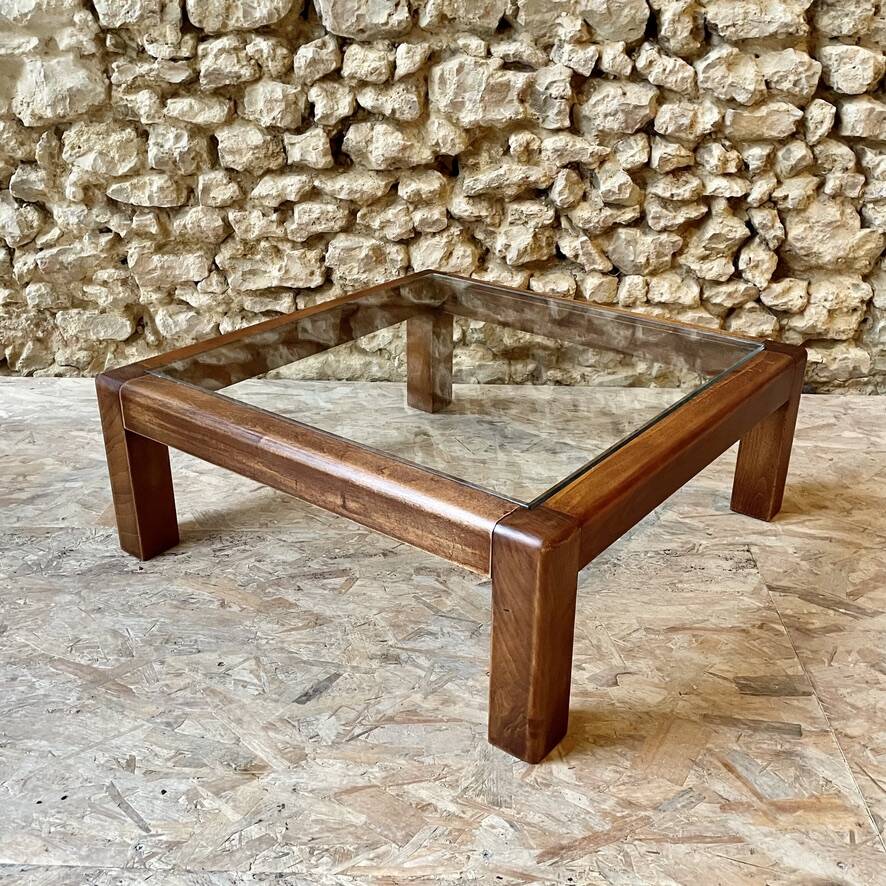 Table basse bois et verre