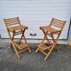2 bamboo rattan stools from 1980