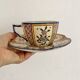 Antique Quimper Henriot earthenware cups and saucers