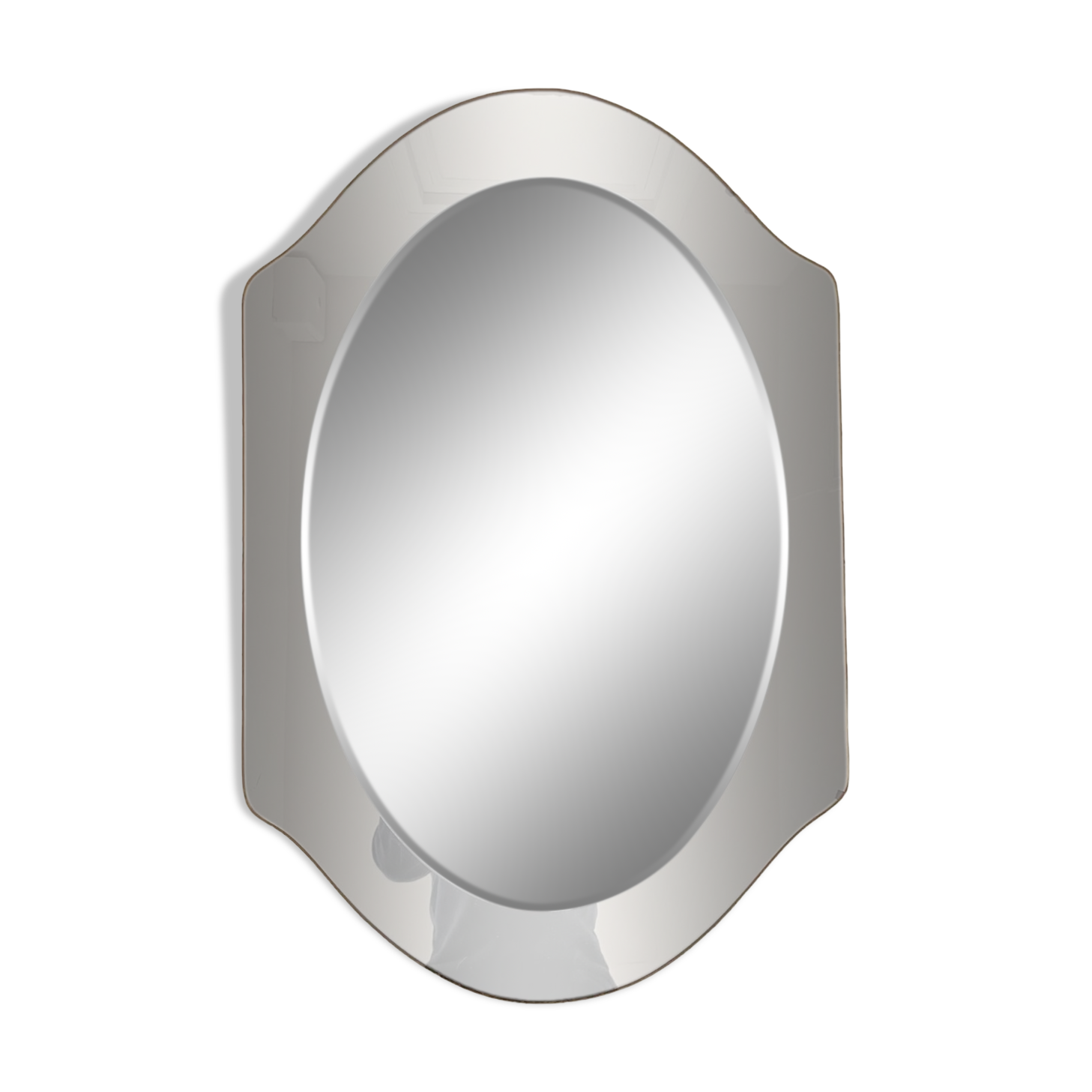 Miroir en verre fumé bicolore, vers 1970