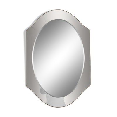 Miroir en verre fumé bicolore, vers 1970