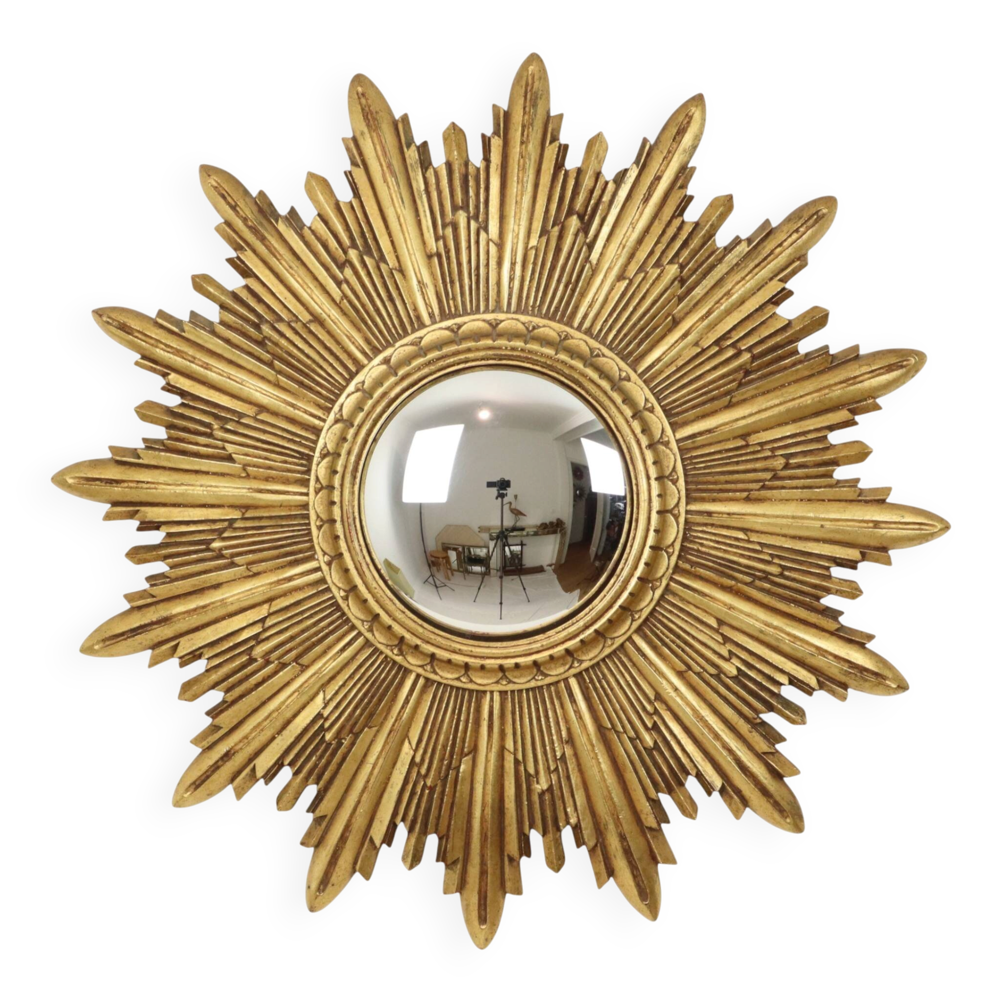 Gold Leaf Sunburst Mirror (Resin, 56cm)