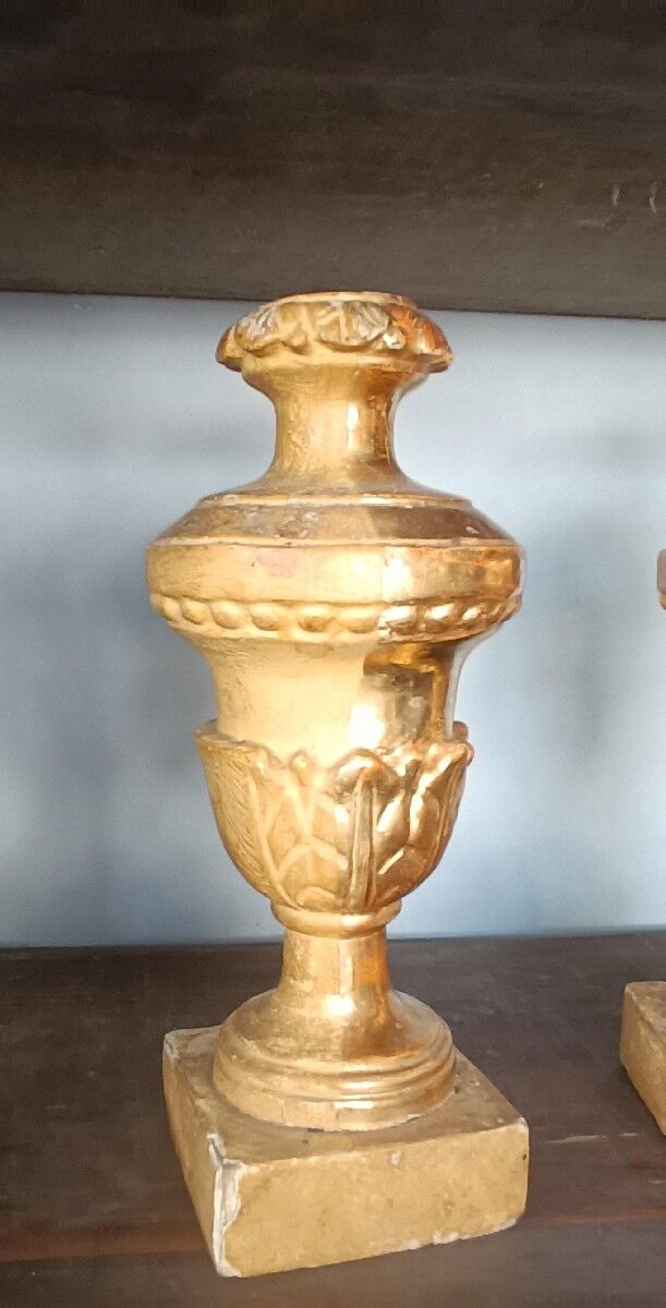 Paire de chandeliers anciens à support palme, Toscane, début du XIXe siècle