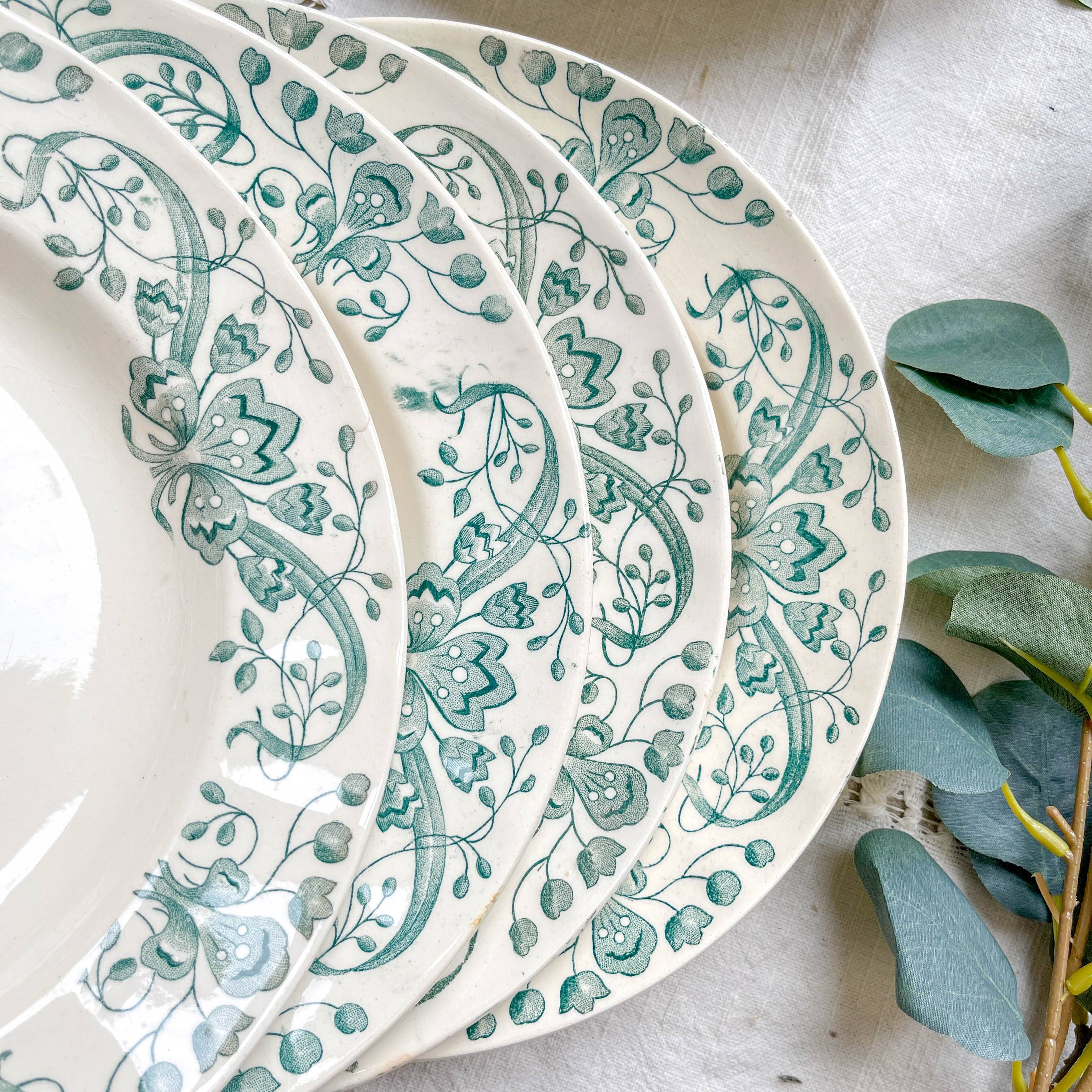 Set of 6 Antique Terre de Fer "Figuig" Soup Plates – Longchamp 19th Century