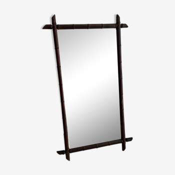 Miroir ancien bois façon bambou - 109x57cm