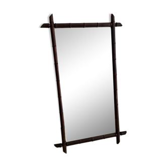 Miroir ancien bois façon bambou - 109x57cm